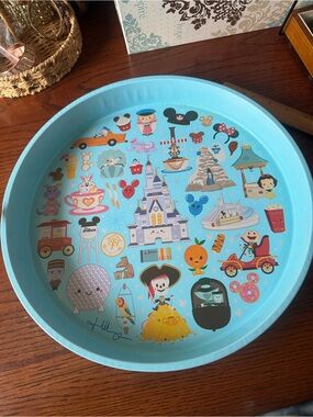 Disney Park Resort 2021 Jerrod Maruyama Kingdom Cute Metal Serving Tray Teal